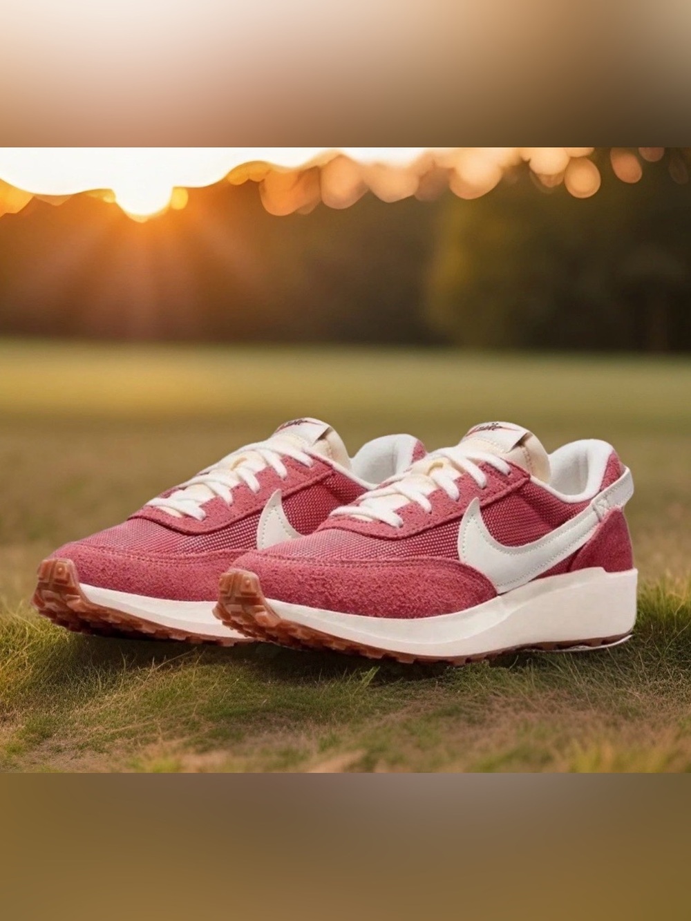 Nike Women's Rose Pink and White Retro Runner Sneakers